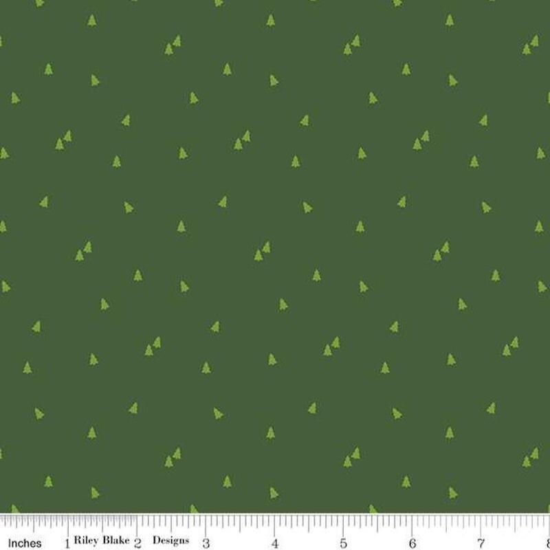 Christmas Stocking with Blank Cross Stitchable Aida Cuff | Quilted and Fully Lined - Seasonal Basics Trees Green