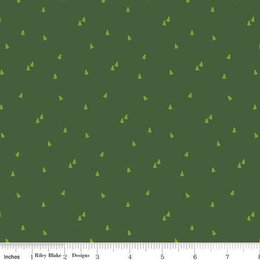 Christmas Stocking with Blank Cross Stitchable Aida Cuff | Quilted and Fully Lined - Seasonal Basics Trees Green