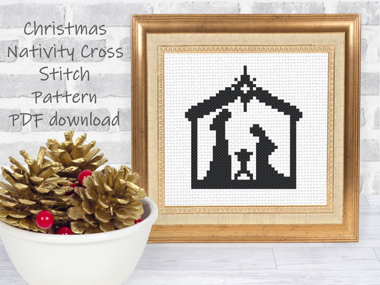 Christmas Cross Stitch Pattern Set - 2 sizes per motif | Perfect for Stocking Cuffs or Holiday Ornaments | Nativity Silhouette Single