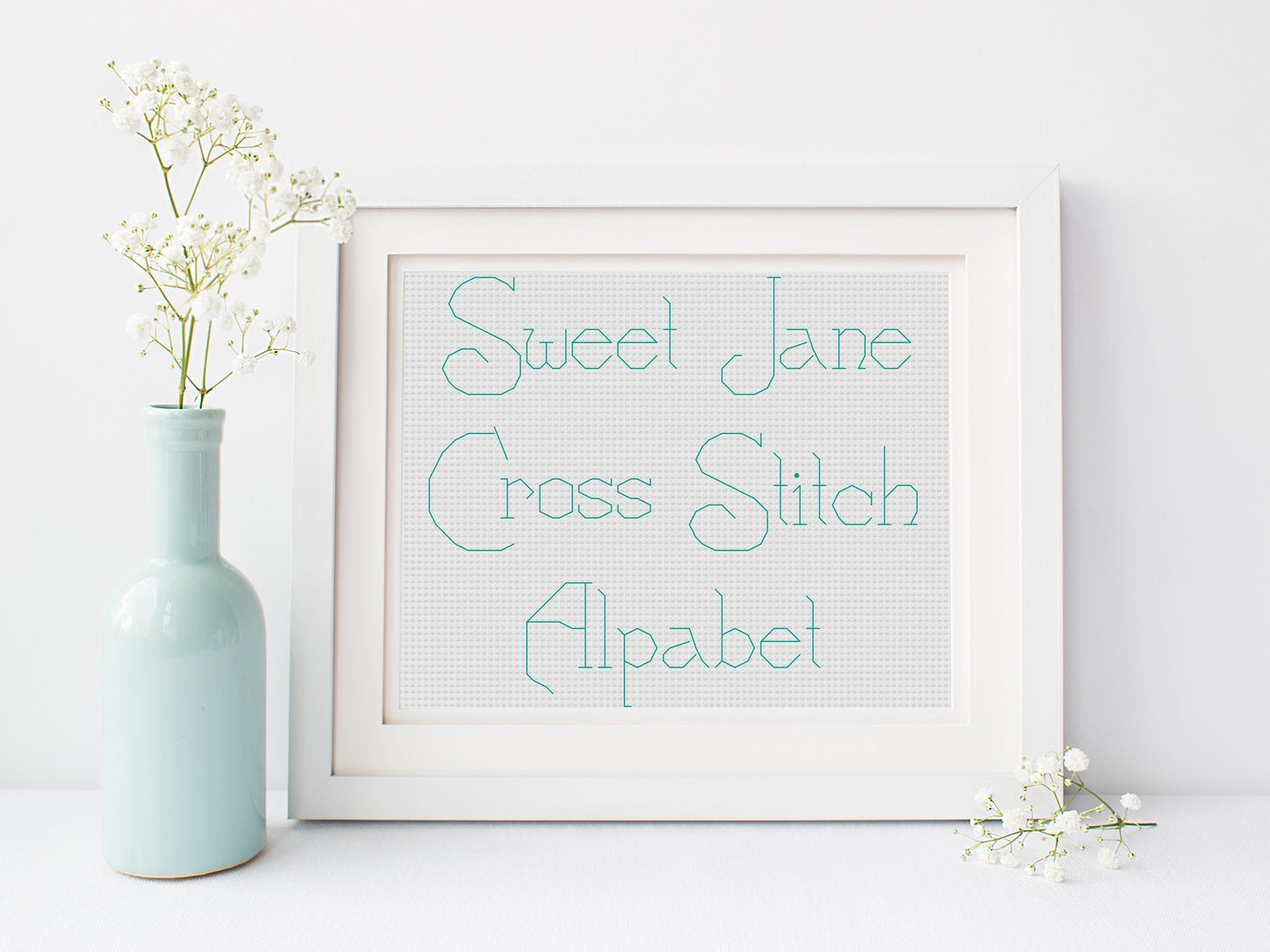 Cross Stitch Alphabet Pattern - Sweet Jane BACK STITCH Font | Counted Cross Stitch Letters Sampler | Easy Cross Stitch Chart | PDF Digital