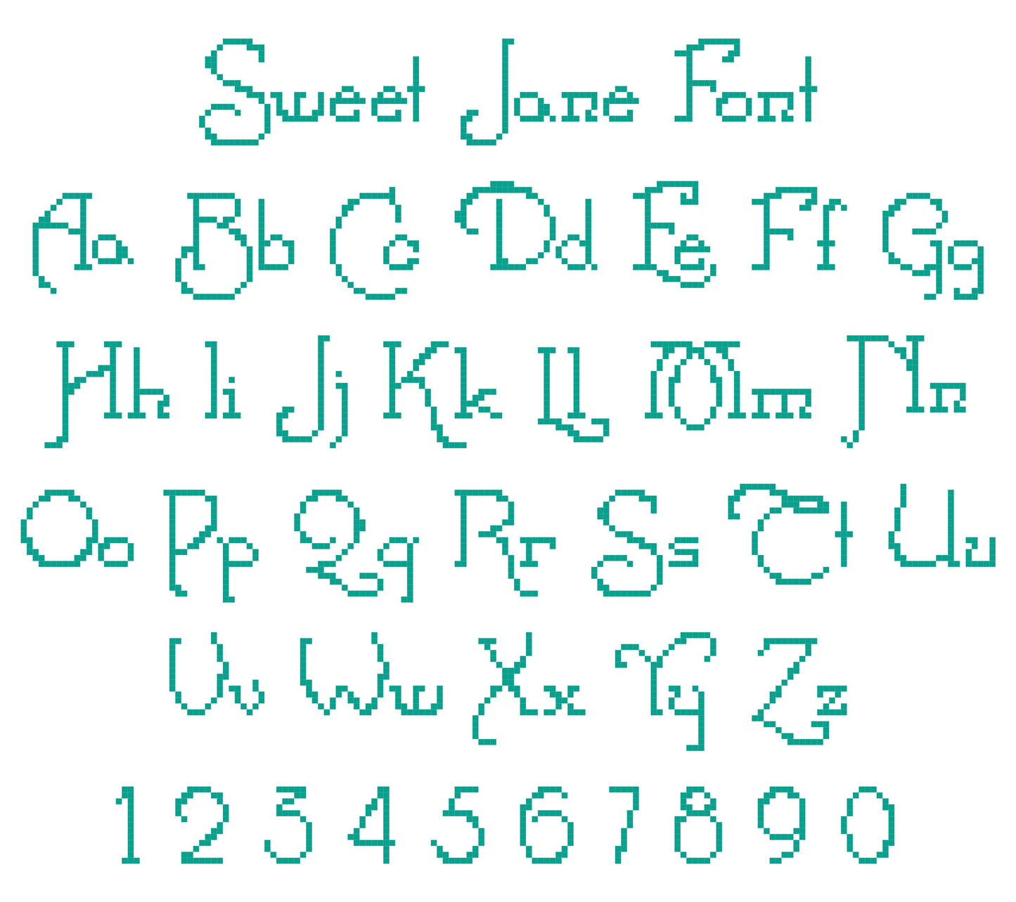 Cross Stitch Alphabet Pattern - Sweet Jane Font | Counted Cross Stitch Letters Sampler | Easy Cross Stitch Chart | PDF Digital Pattern