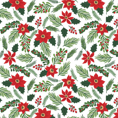 Christmas Stocking with Blank Cross Stitchable Aida Cuff | Quilted and Fully Lined - Magic of Christmas Floral White