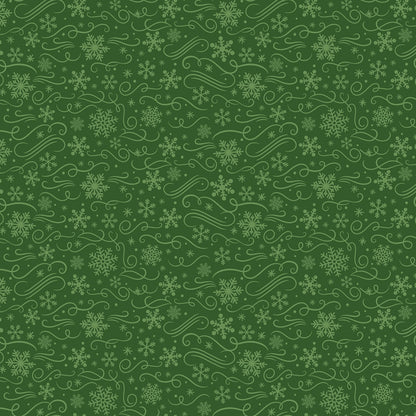 Christmas Stocking with Blank Cross Stitchable Aida Cuff | Quilted and Fully Lined - Magic of Christmas Snowflakes Green