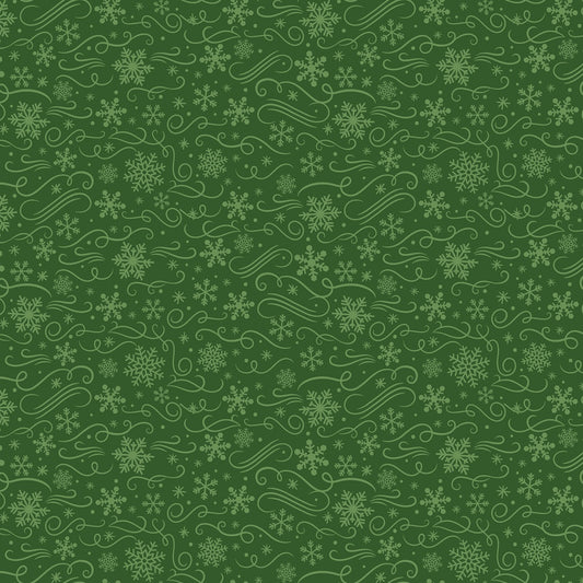 Christmas Stocking with Blank Cross Stitchable Aida Cuff | Quilted and Fully Lined - Magic of Christmas Snowflakes Green