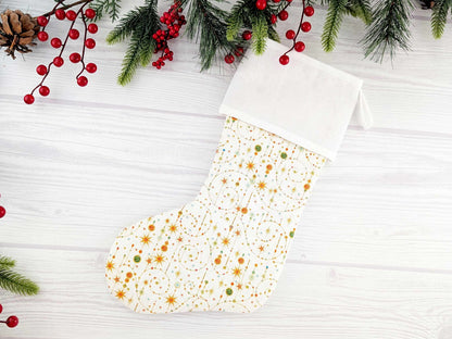 Blank White Sparkle Swirls Christmas Stocking with Cross Stitchable Cuff - Straight Style