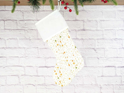 Blank White Sparkle Swirls Christmas Stocking with Cross Stitchable Cuff - Straight Style