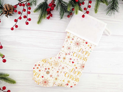 Blank White Sparkle Mix Christmas Stocking with Cross Stitchable Cuff - Straight Style