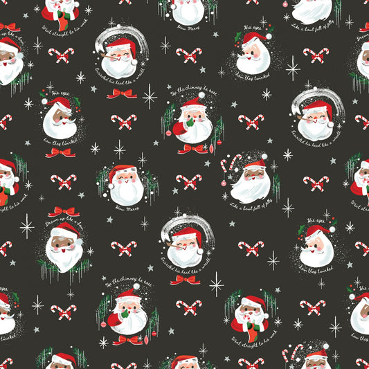 Christmas Stocking with Blank Cross Stitchable Aida Cuff | Quilted and Fully Lined - Twas Santas Black