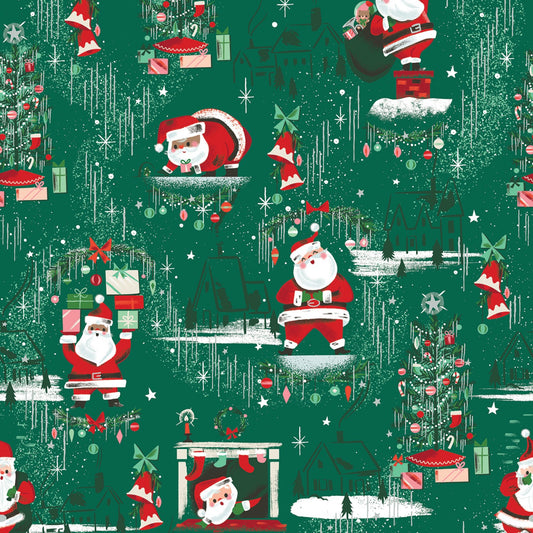 Christmas Stocking with Blank Cross Stitchable Aida Cuff | Quilted and Fully Lined - Twas Santas Green