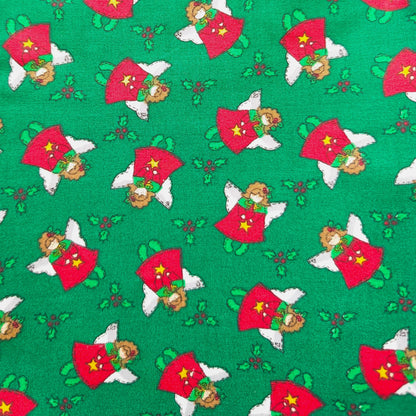 Christmas Stocking with Blank Cross Stitchable Aida Cuff | Quilted and Fully Lined - Vintage Small Angels Green