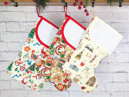 blank cross-stitchable Christmas stockings