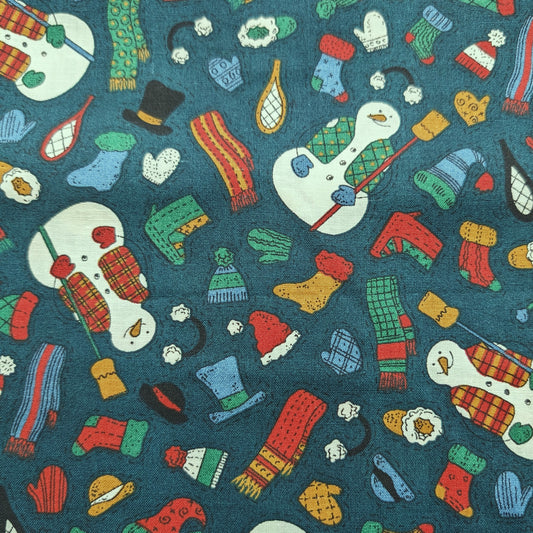 Christmas Stocking with Blank Cross Stitchable Aida Cuff | Quilted and Fully Lined - Vintage Winter Mix Teal