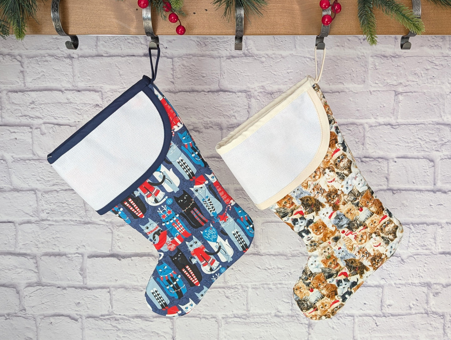 cats christmas stocking blank cross-stitch cuff