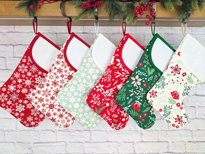 quilted christmas stocking with blank cross stitch aida cuff