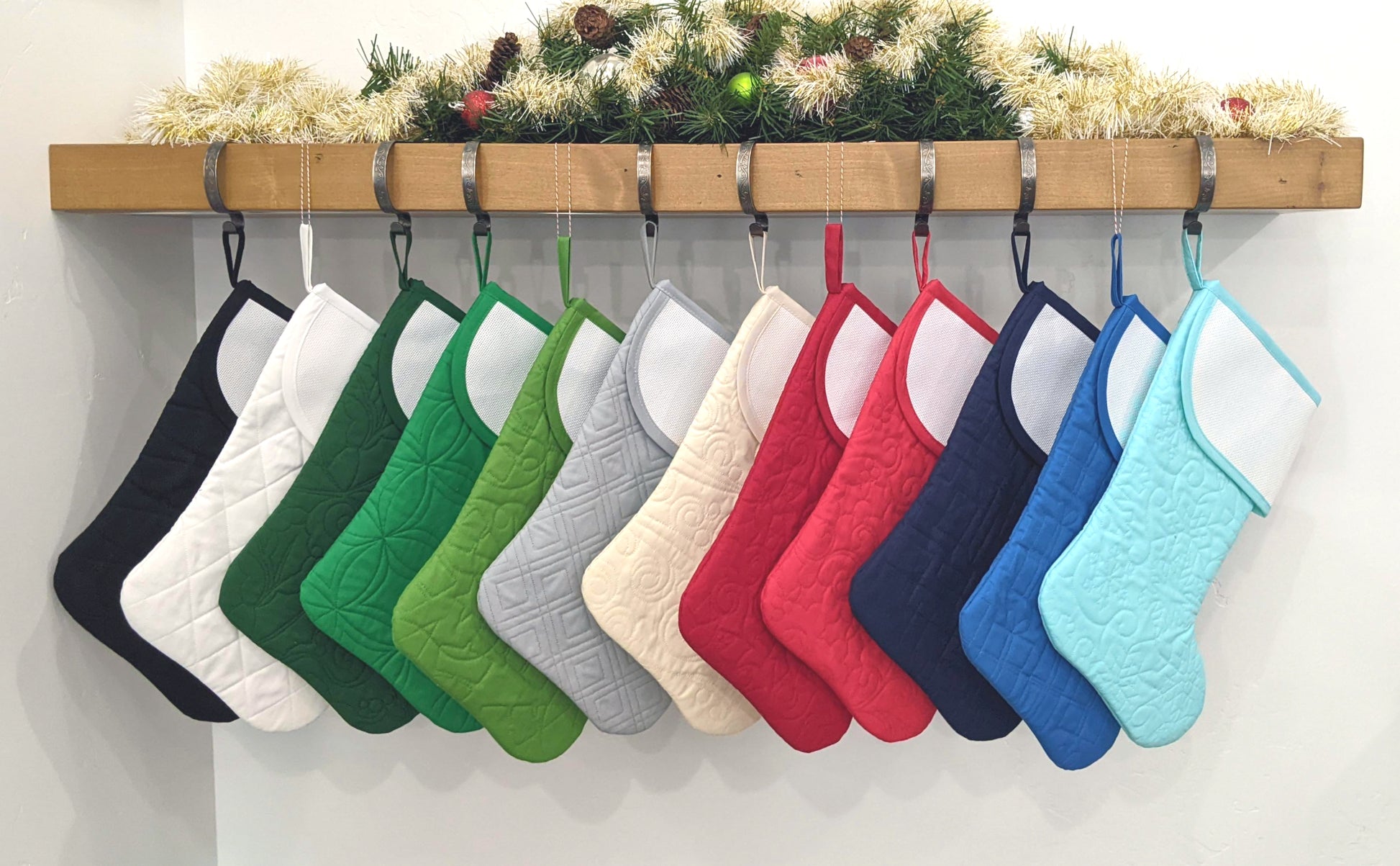 Solid color stocking with blank cross-stitch cuff