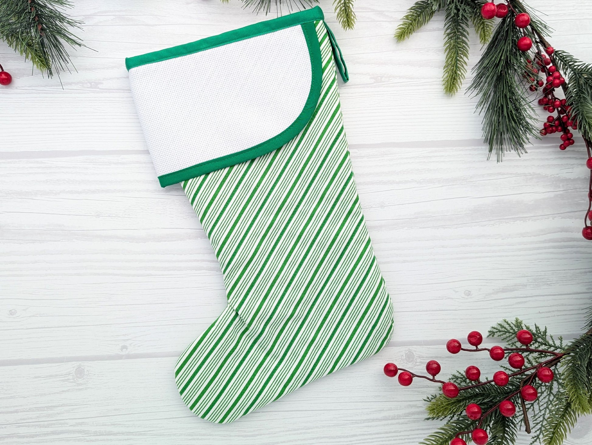 blank cross-stitchable Christmas stocking