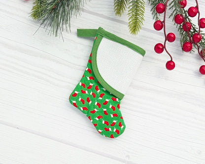 green stockings mini christmas stocking with blank cross-stitchable cuff
