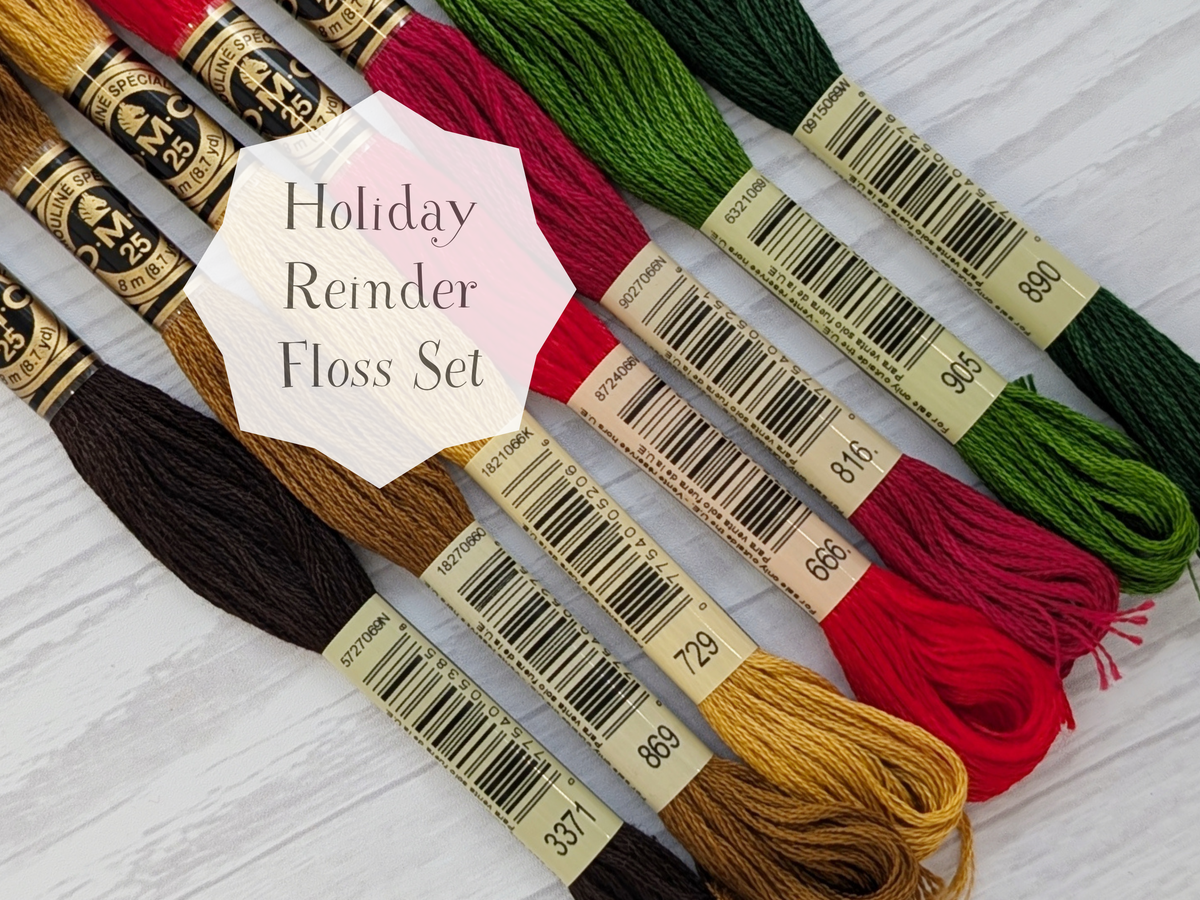 DMC embroidery floss bundle featuring warm holiday colors