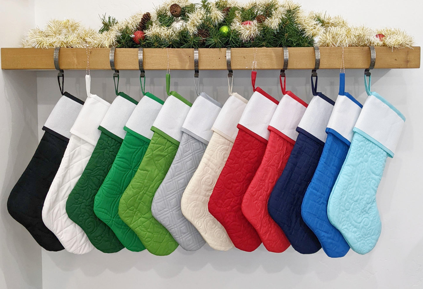 Solid color stocking with blank cross-stitch cuff