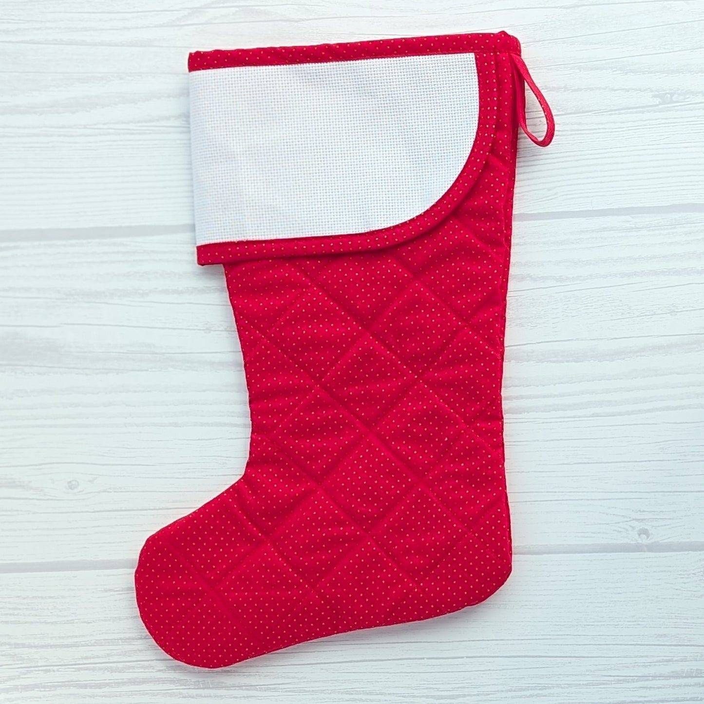 christmas stocking with blank cross stitch cuff