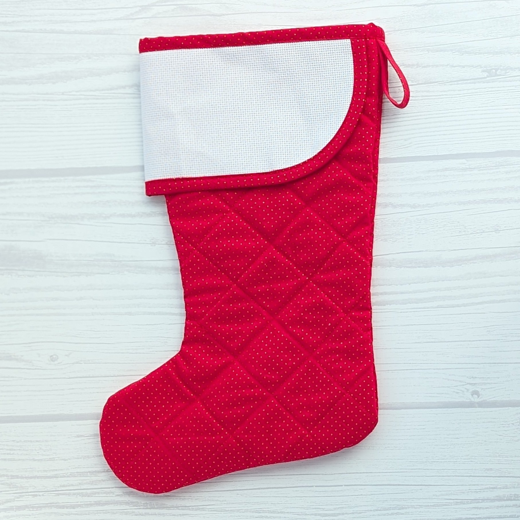 christmas stocking with blank cross stitch cuff