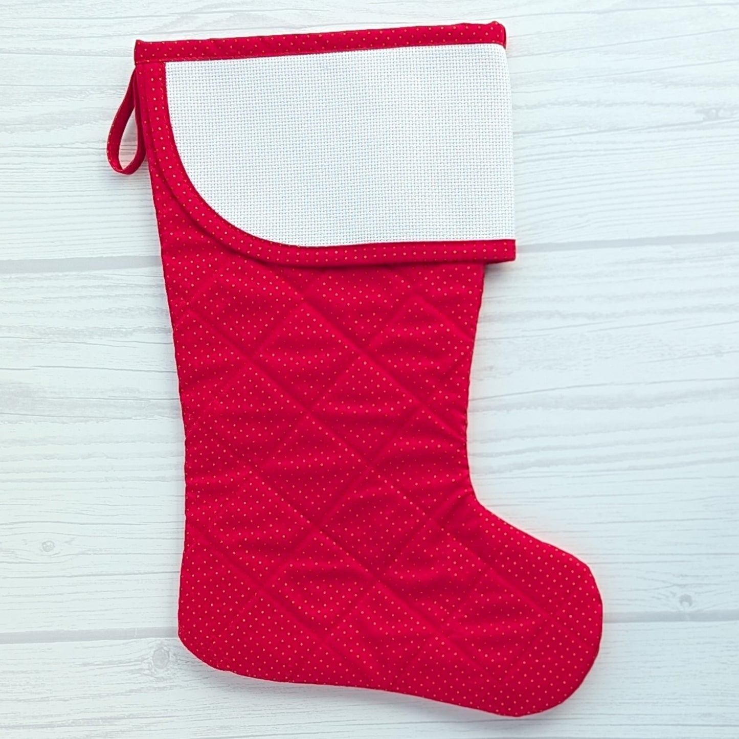 christmas stocking with blank cross stitch cuff