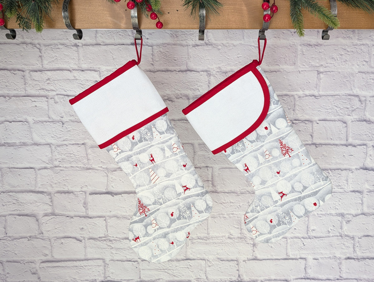silver scandi winter Christmas stocking blank cross stitch cuff