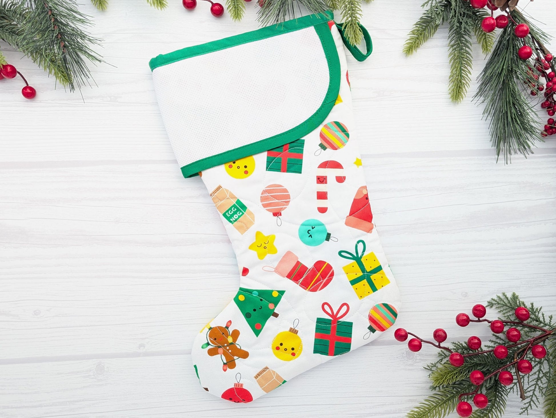 blank cross-stitchable Christmas stocking